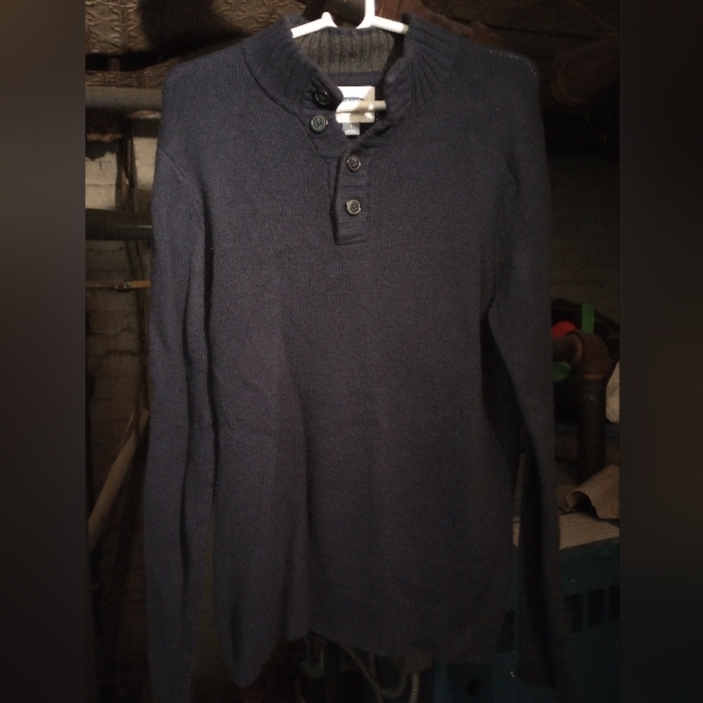 Navy Henley Pullover Sweater